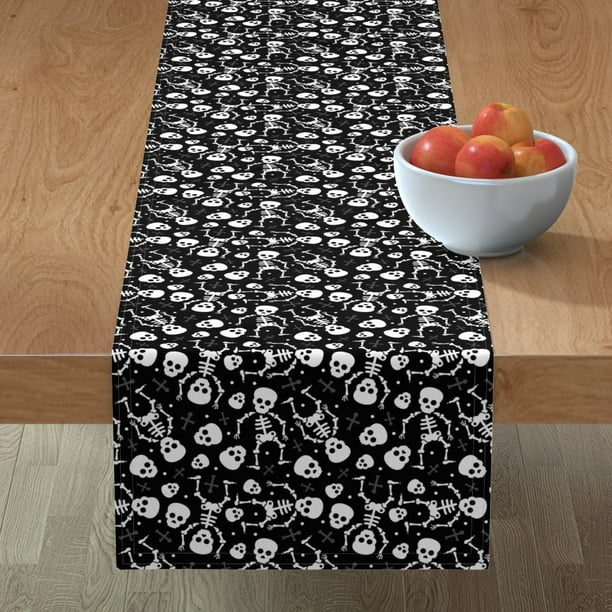 Table Runner Skull Goth Halloween Skeleton Scary Spooky Horror Sateen LB Table Runner Skull Goth Halloween Skeleton Scary Spooky Horror Sateen LB